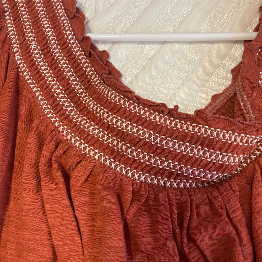 a.n.a Rust Blouse with Embroidered Accents - Picture 2 of 4